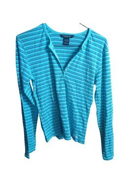 Large Abercrombie & Fitch Blue Striped Long Sleeve Cotton Shirt Size L